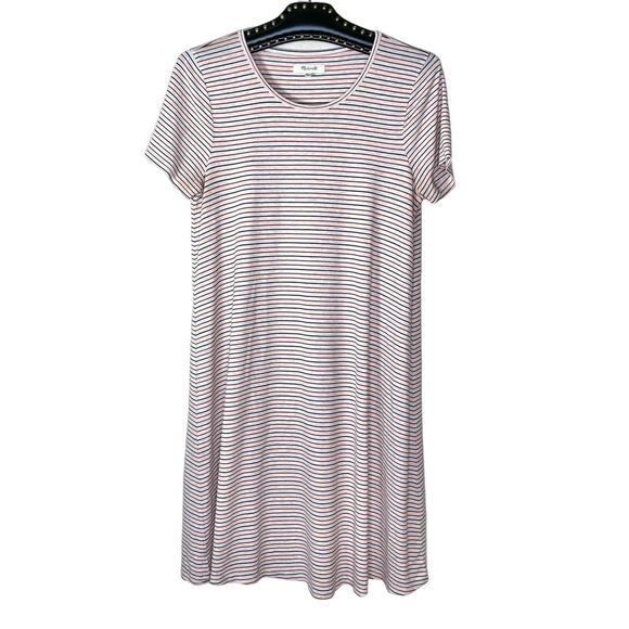 Madewell Sacramento T-Shirt Dress Stripe Swingy Red White Blue Small - Picture 1 of 10
